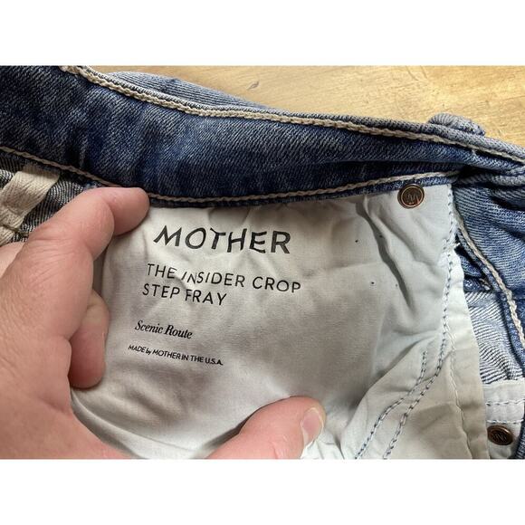 Mother Jeans High Rise Insider Crop Step Fray Size 27 Blue Scenic Route - Picture 7 of 12